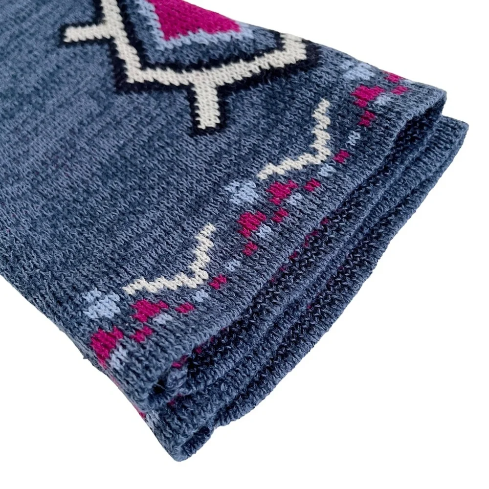 Blue Patterned Belted Shawl Cardigan Sweater - Picture 10 of 16